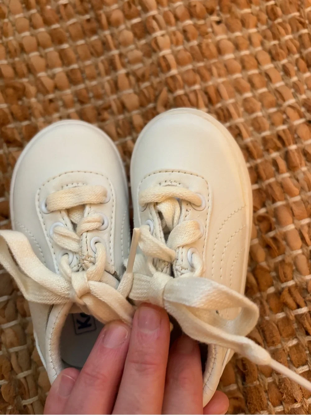 Keds White Kids Low-Top Canvas Lace Sneakers